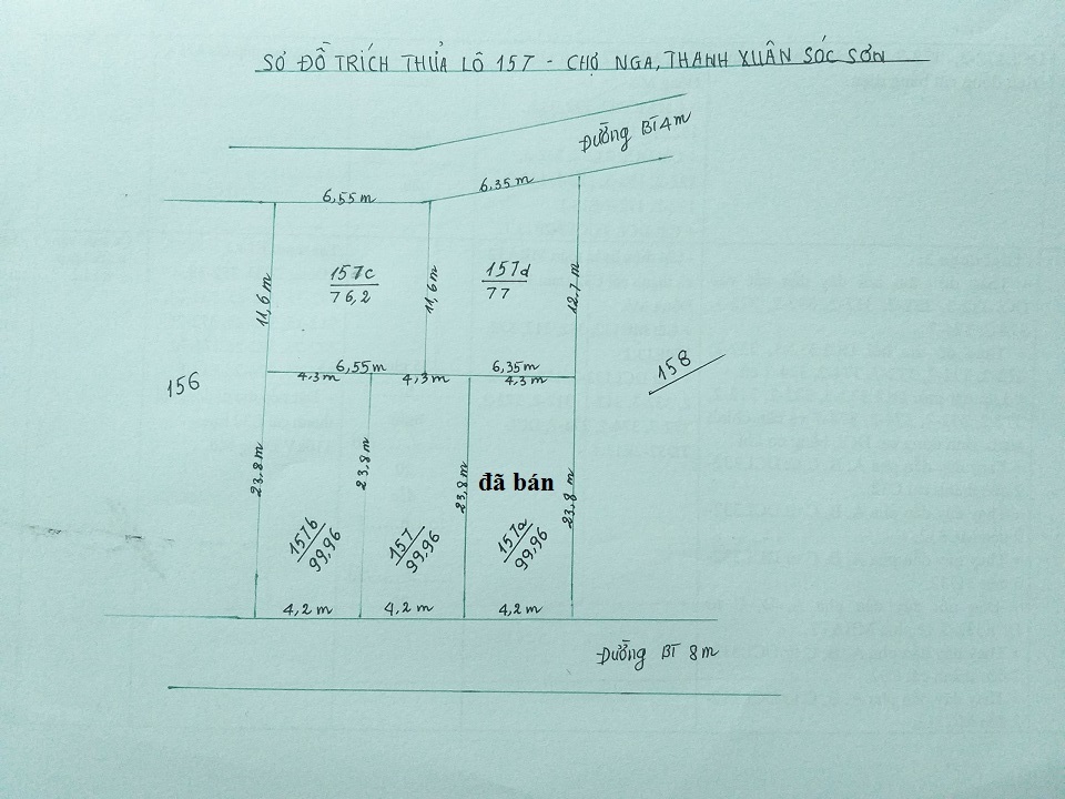 BÁN ĐẤT THANH XUÂN, SÓC SƠN. 76M2 ĐẾN 100M2